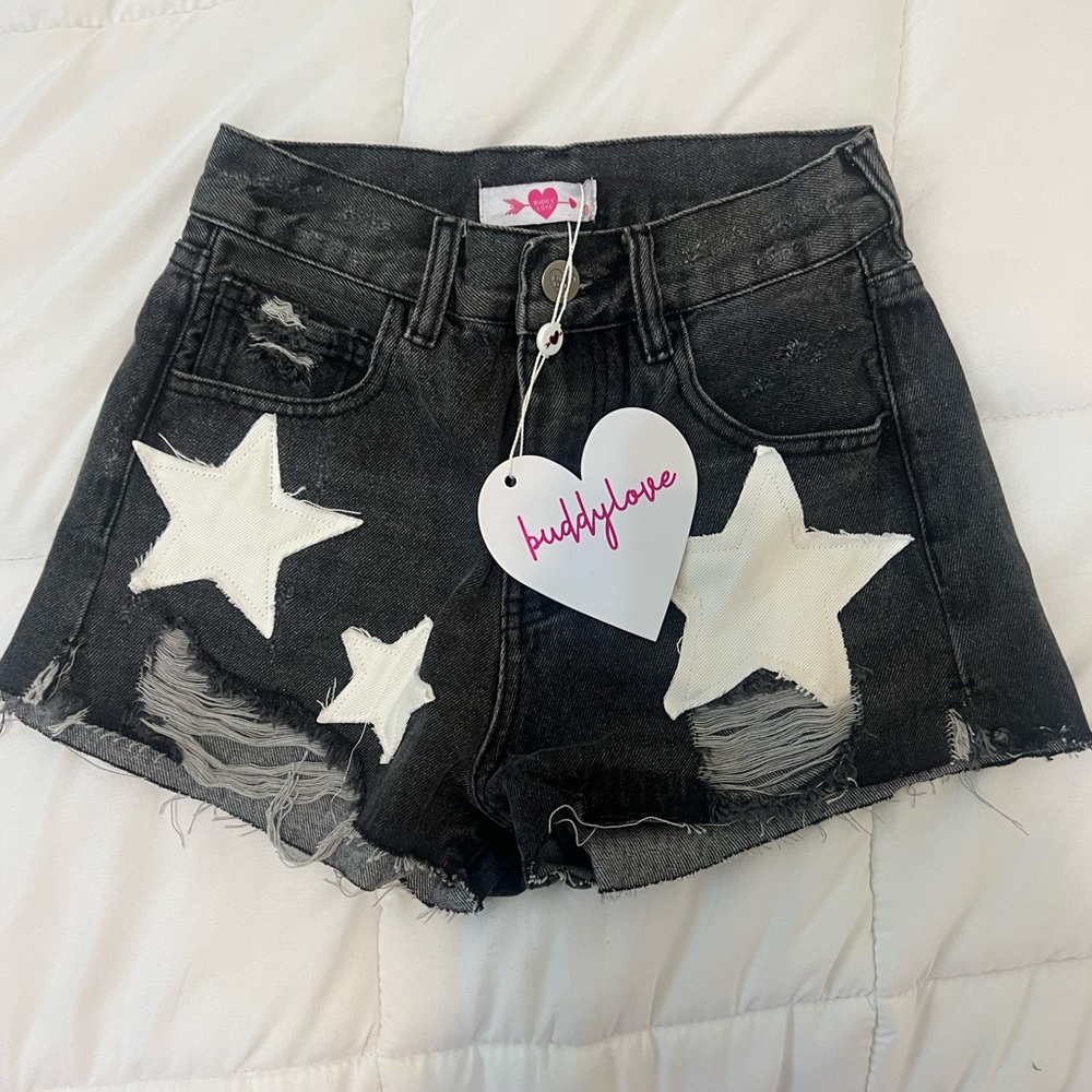 Star denim shorts